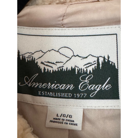American Eagle Beige A-Line Sherpa Jacket, Size L - Picture 3 of 6
